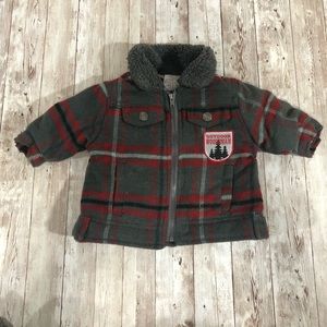 Rebels Boy Fur Lined Coat Plaid Jacket Sz 3-6 M